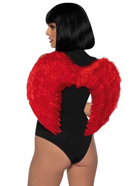 Leg Avenue Kostüm-Flügel Herzförmige Federflügel rot, Rote Federflügel für Liebesengel