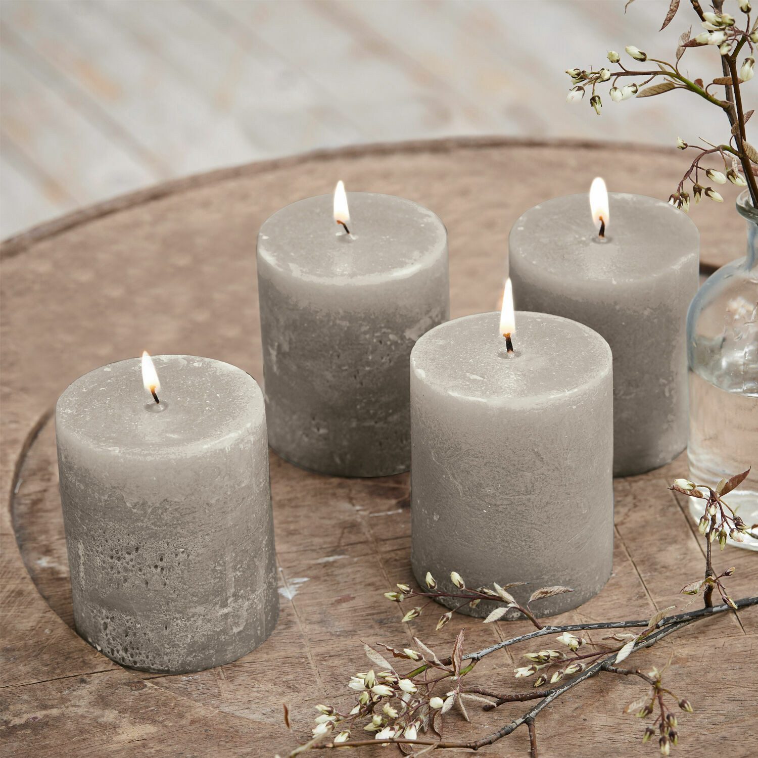 Mirabeau Stumpenkerze Kerze 4er Set Virrans taupe (4er Set, 4er Set), none günstig online kaufen