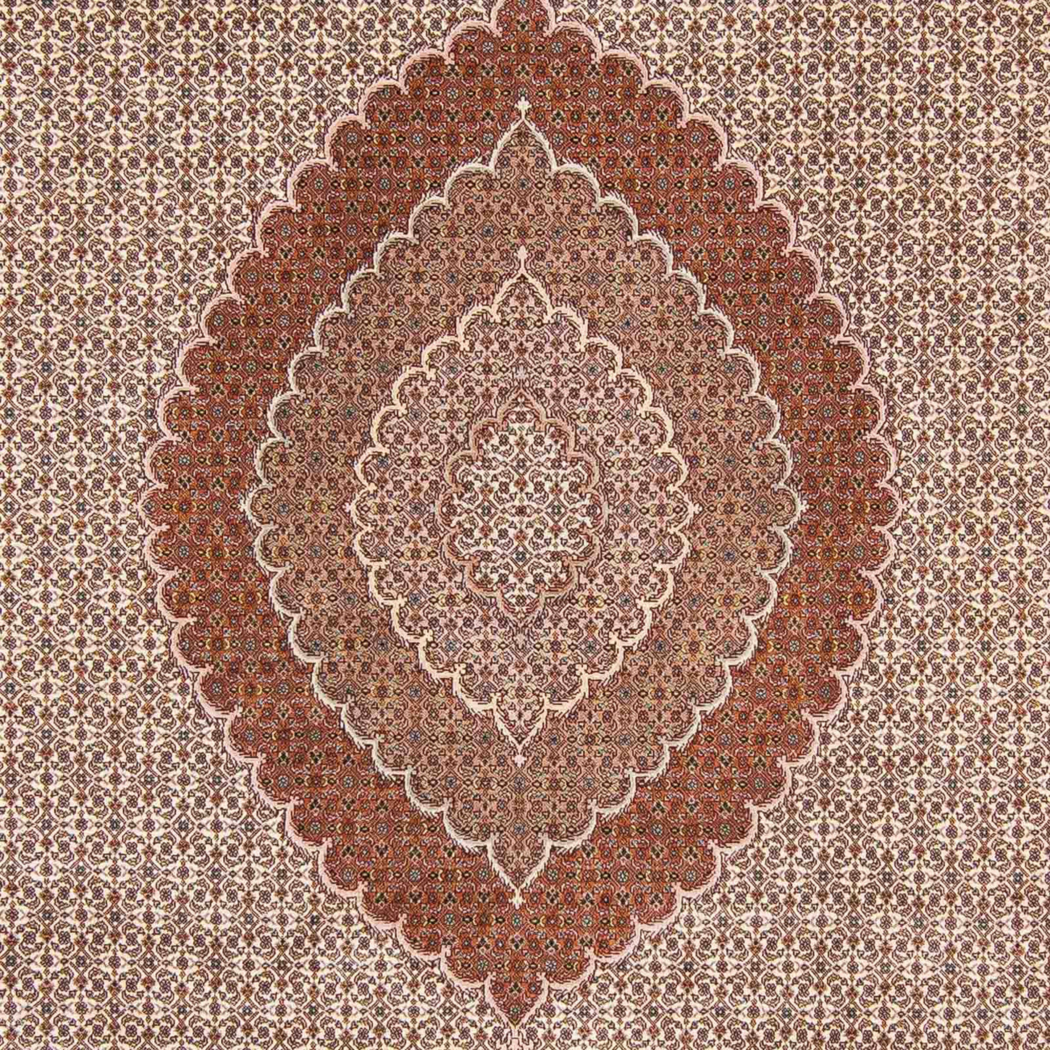 Orientteppich Perser - Täbriz mit Zertifikat x cm mm, 358 morgenland, Einzelstück Wohnzimmer, rechteckig, 10 Handgeknüpft, - hellbraun, 255 - Höhe