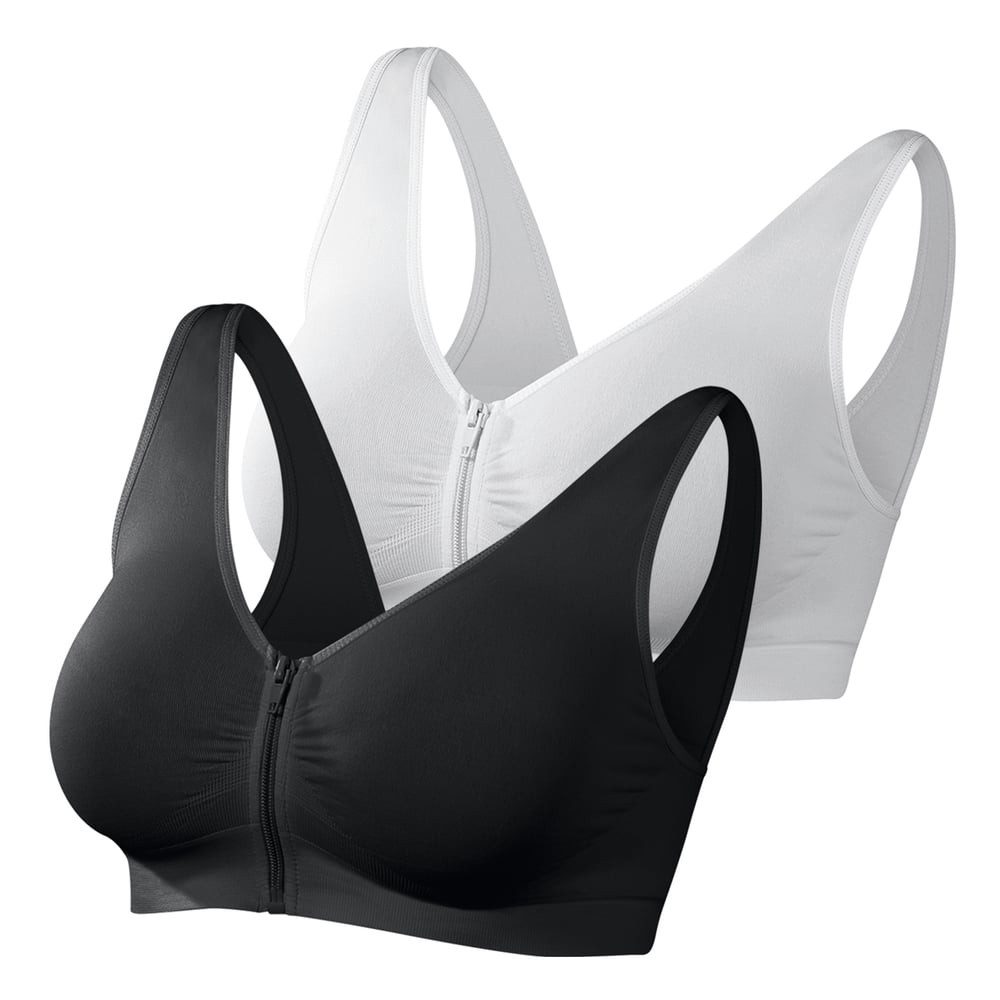 Bügelloser BH Traum-BH mit Reißverschluss 2er-Set 36/38 (M) schwarz/weiß