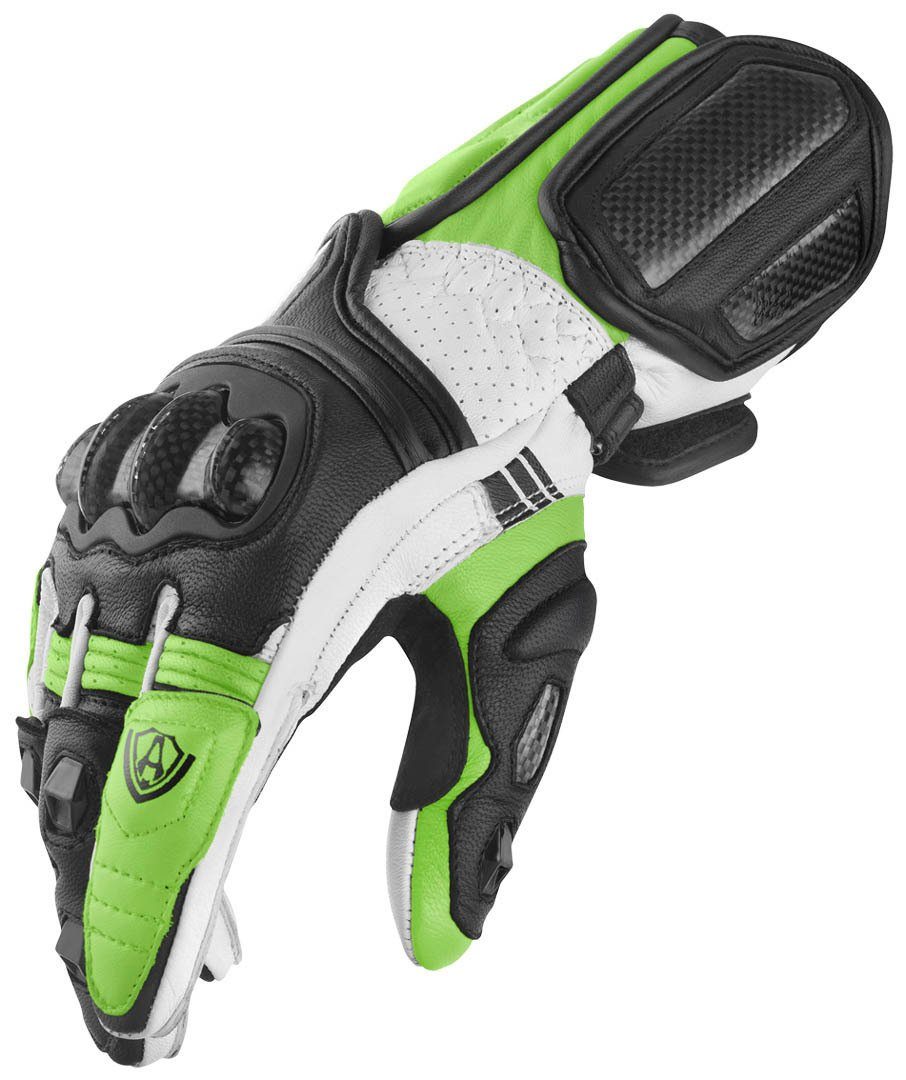 Ness Black/White/Green Motorradhandschuhe Arlen RG-X Motorradhandschuhe