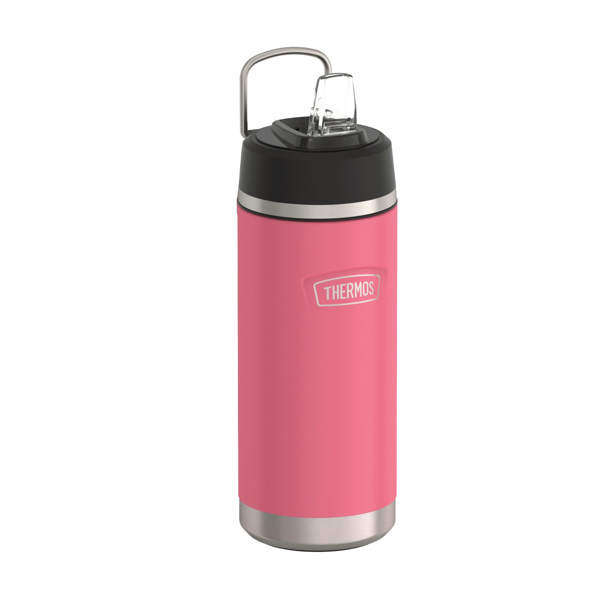 THERMOS Isolierflasche ICON WATER BOTTLE, Edelstahlkörper, spülmaschinenfest, 0,53l, 12h kalt, schappsicher mit einklappbarem Flip-Strohalm
