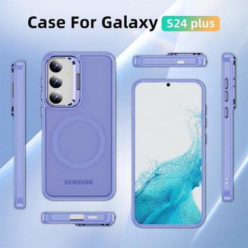 CoolGadget Handyhülle Hybrid Luxury Handy Case für Samsung Galaxy S24 Plus 6,2 Zoll, Hülle Massiv Metallständer aufklappbar Schutzhülle für Magsafe Zubehör