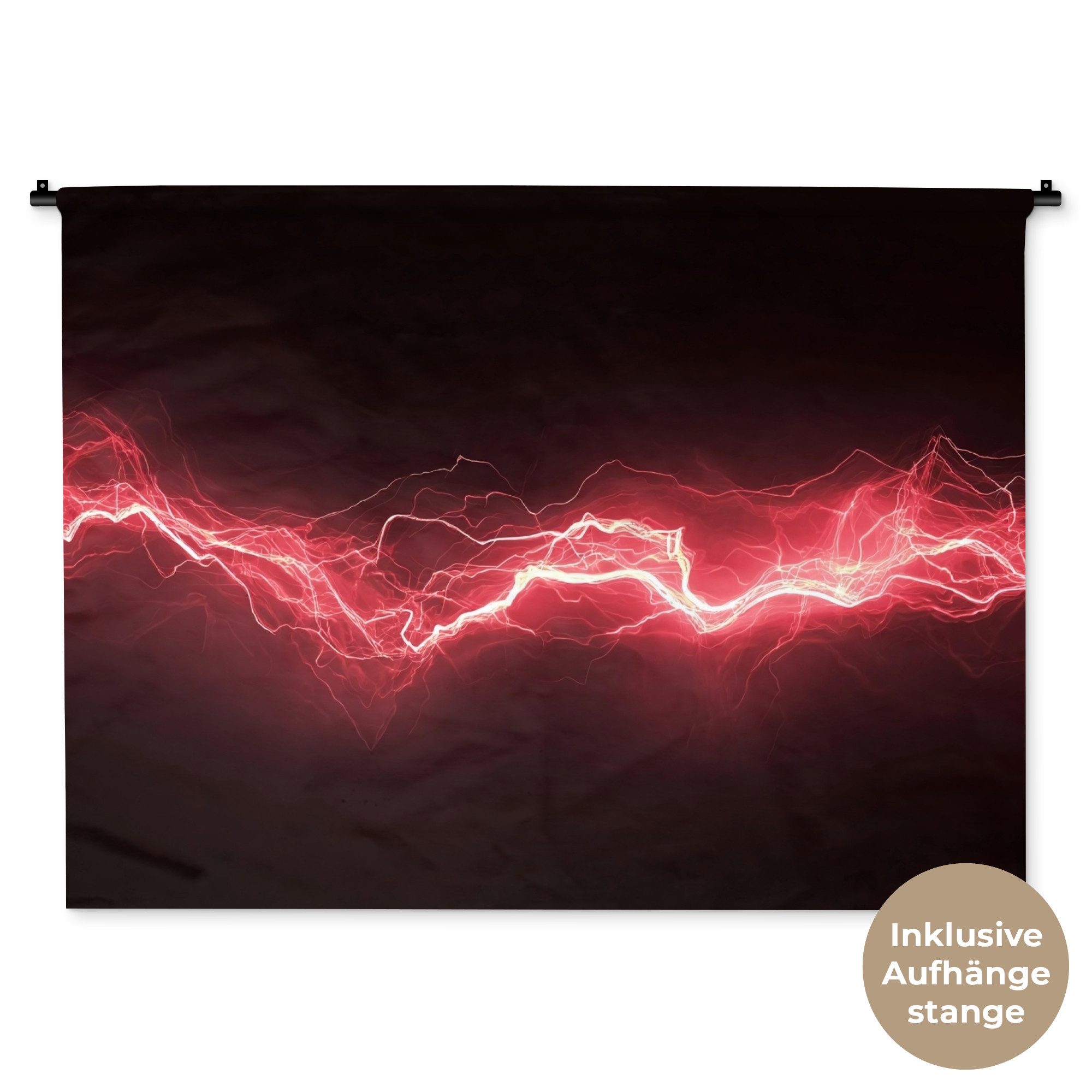 MuchoWow Wandteppich Spiele - Rot - Elektrizität - Energie - Linie, Rechteckig, Höhe: 3 mm, Wanddeko Teppich Wohnzimmer, Schlafzimmer, 120x90 cm