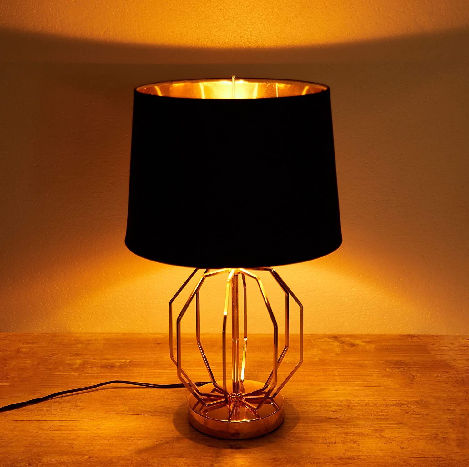 BRUBAKER Nachttischlampe Vintage Tischlampe Gold Gitter günstig online kaufen