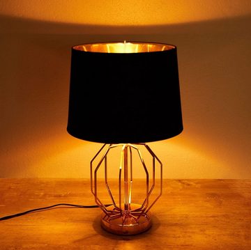 BRUBAKER Nachttischlampe Vintage Tischlampe Gold Gitter Muster, ohne Leuchtmittel, Moderne Tischleuchten mit Metallfuß, Höhe 45 cm, Deko Nachttischlampen 1x oder 2er Set