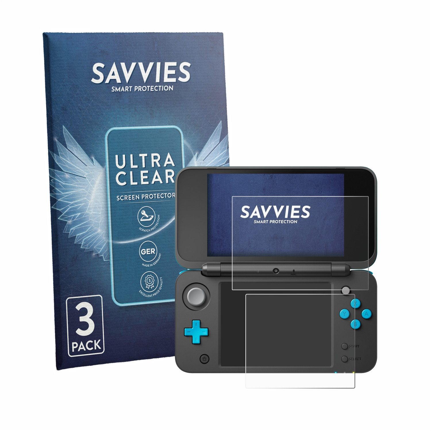 Savvies Displayschutzfolie Schutzfolie für Nintendo 2DS XL, 6 Stück, Displayschutz Schutz Folie Klar Transparent