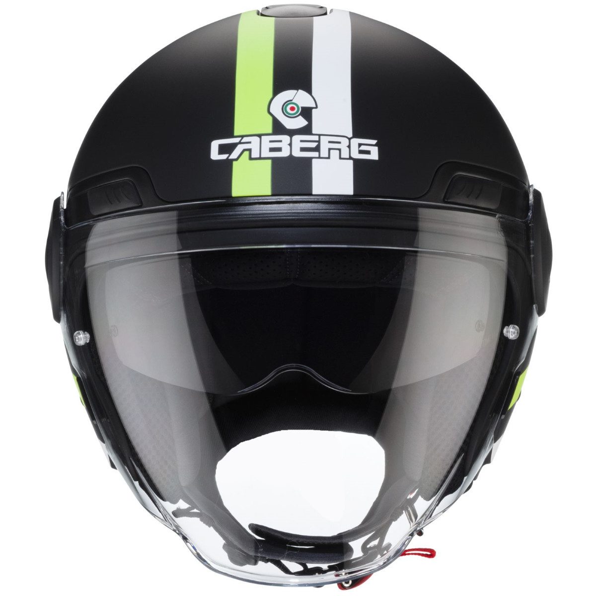 Caberg Motorradhelm Caberg Uptown Chrono matt-schwarz / weiß-fluo-gelb (1er Set), jethelm für motorrad