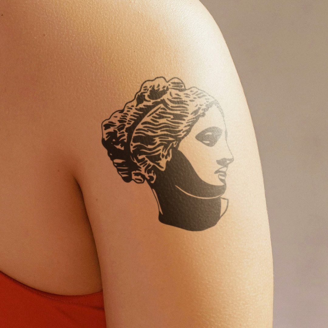 Inkster Schmuck-Tattoo Griechische Frauenstatue Tattoo, wasserfestes temporäres Tattoo, 2 Wochen Halt