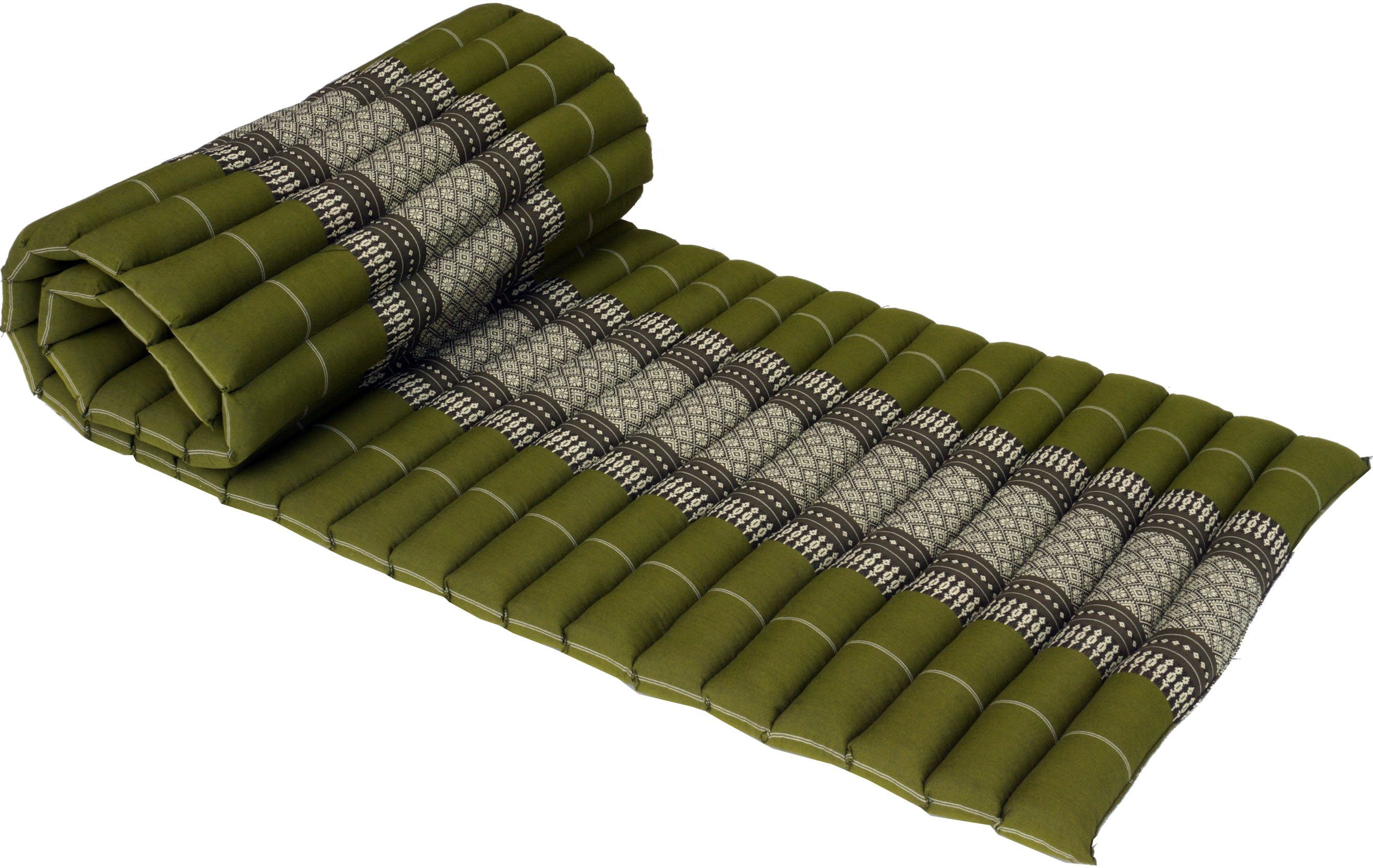 Guru-Shop Sitzkissen Rollbare Thaimatte, Bodenmatte mit Kapokfüllung.. grün