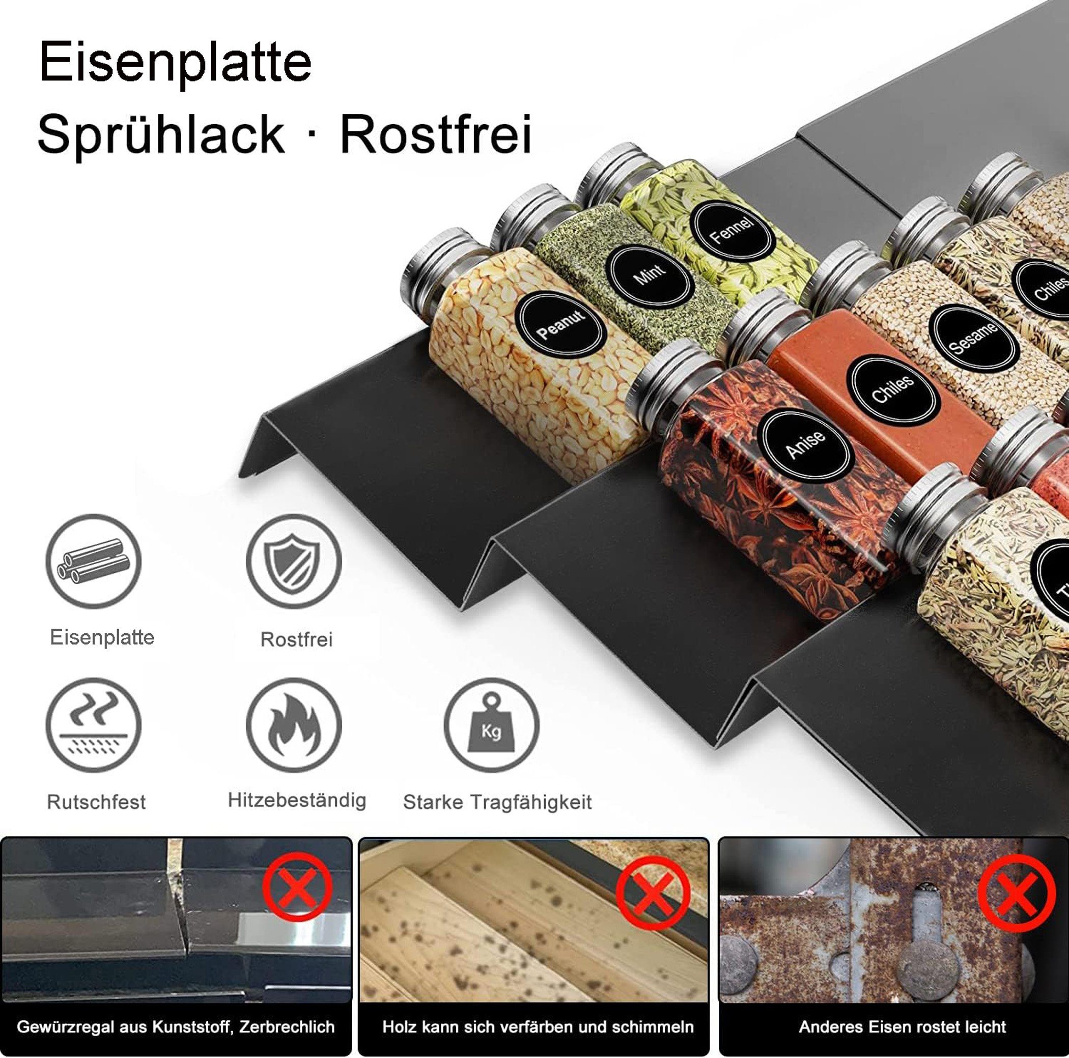 Coonoor Gewürzregal Gewürzregale 6 Stk Ausziehbar, Küchen Organizer, Schubl günstig online kaufen