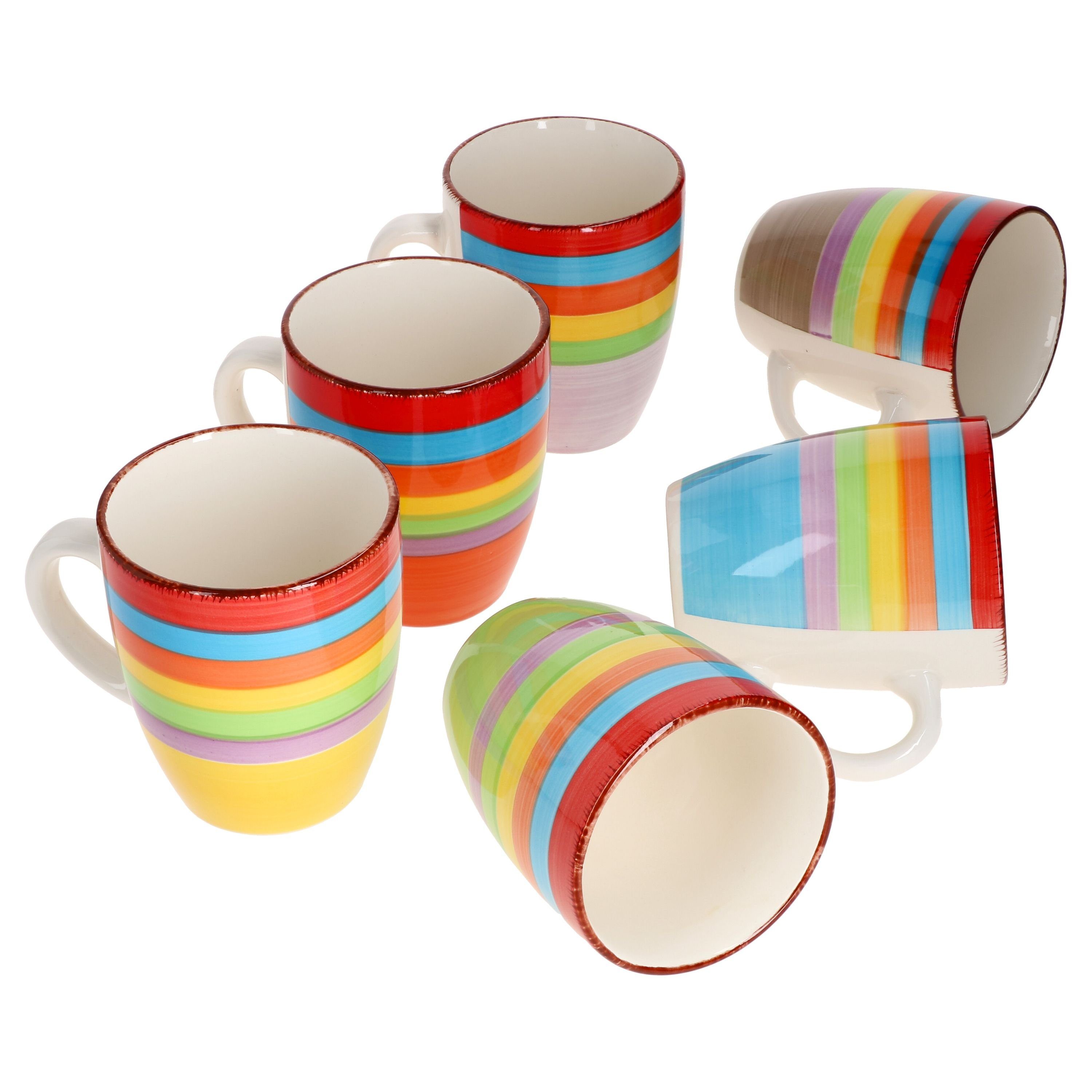 MamboCat Becher 6er Set Kaffeebecher Ibiza Rainbow Summer - 24326544, Steingut