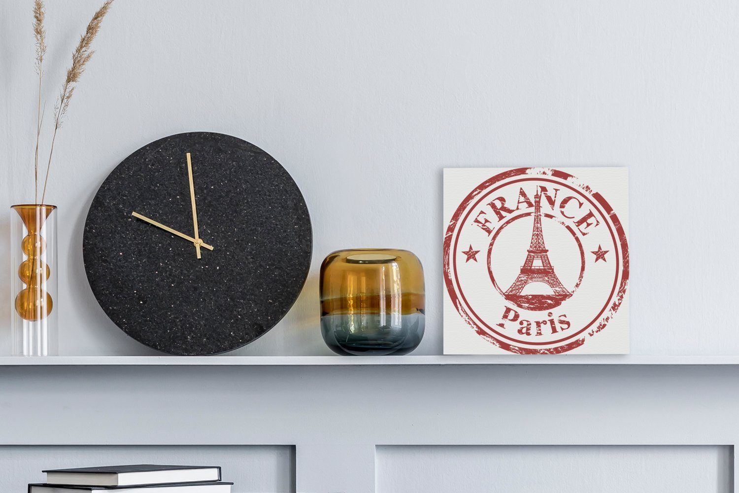Leinwand Briefmarke Wohnzimmer Schlafzimmer Paris für Leinwandbild (1 St), OneMillionCanvasses® - Eiffelturm, - Bilder