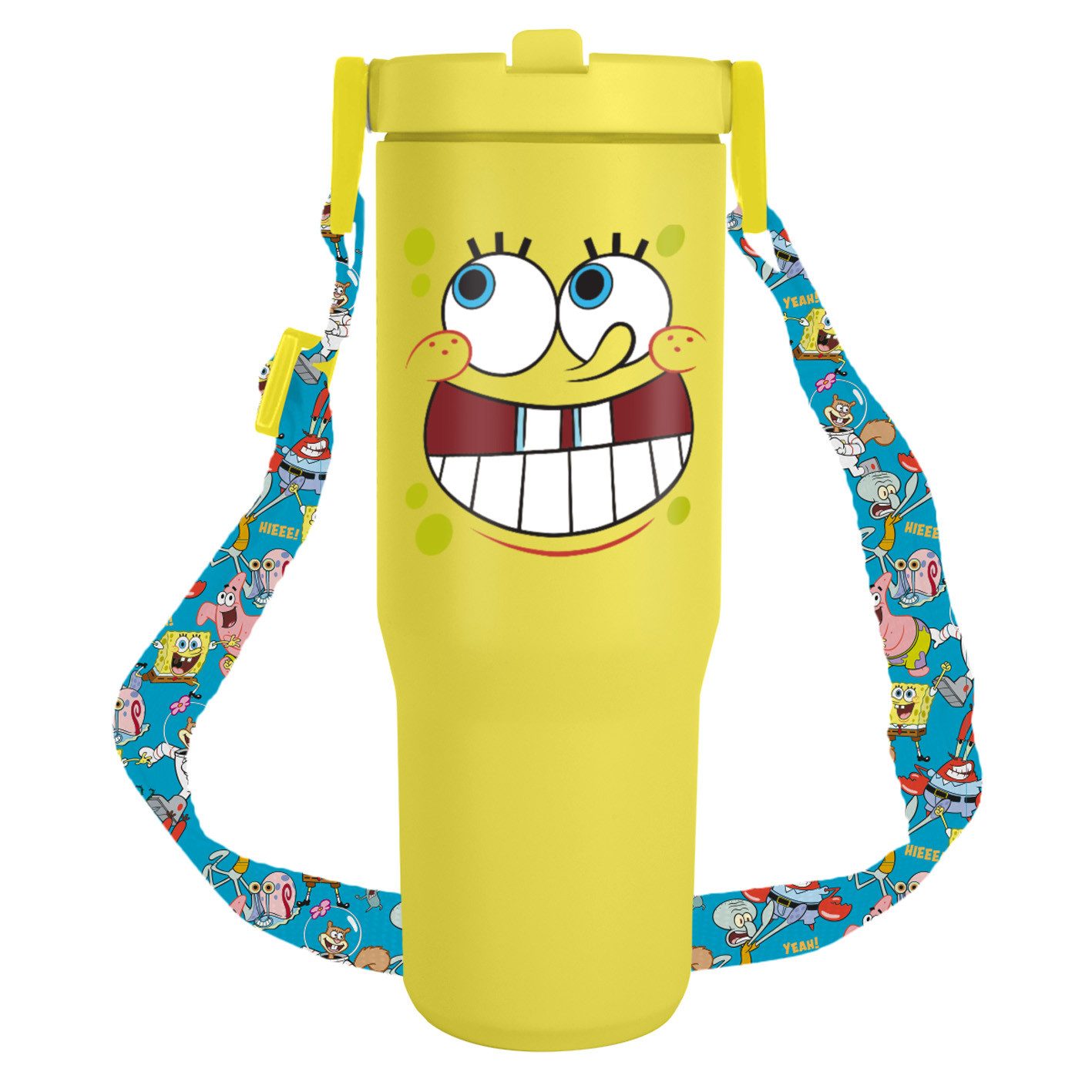 Thermobecher Spongebob - Absorbed - Trinkflasche 850 ml mit Umhängegurt
