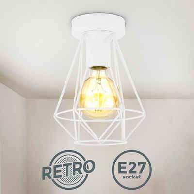 B.K.Licht Deckenleuchte Deckenlampe Weiß E27 Vintage - BKL1397, ohne Leuchtmittel, Metall Draht 16,5cm Durchmesser Lichteffekt Wohnzimmer Schlafzimmer