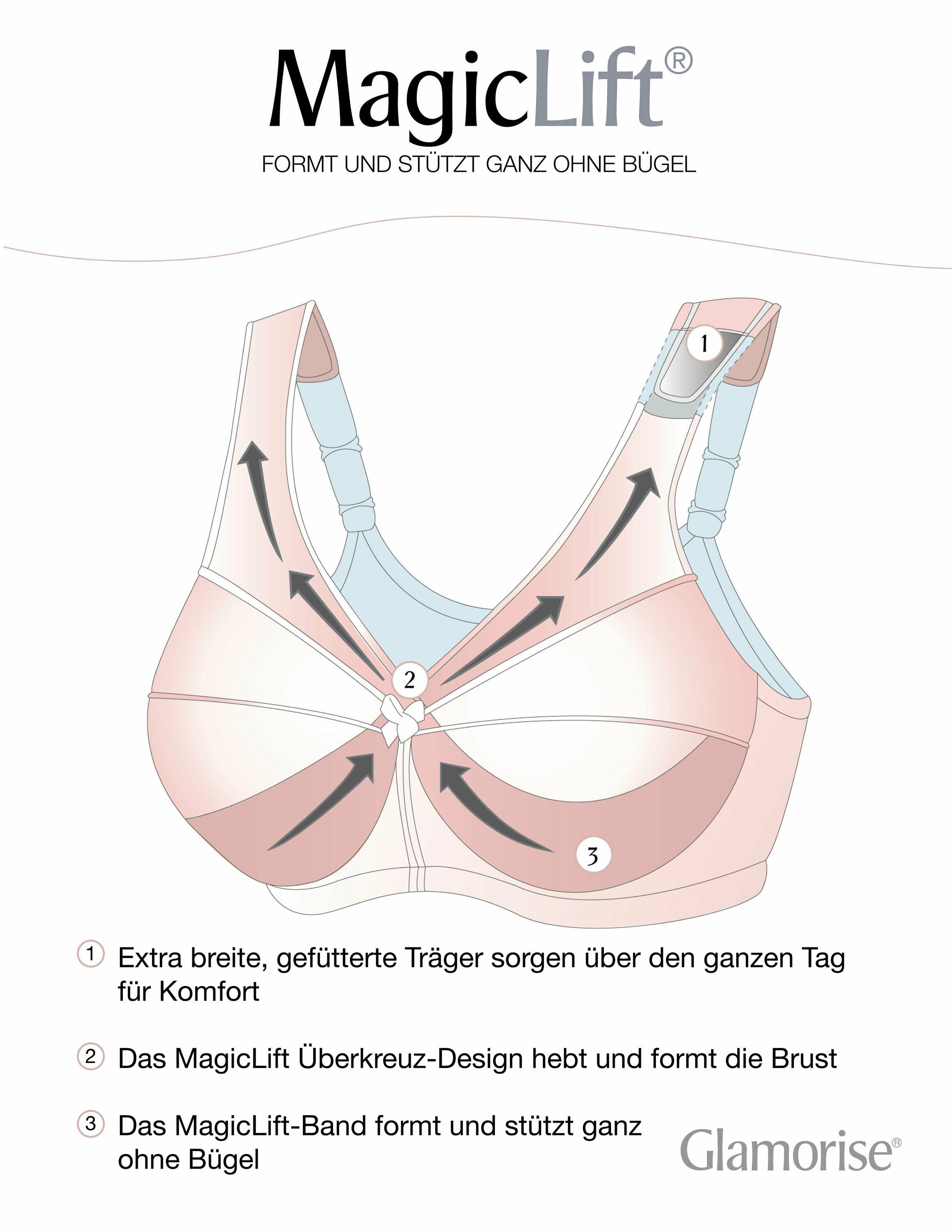 GLAMORISE Bügelloser BH mit Vorderverschluss & MagicLift Technologie