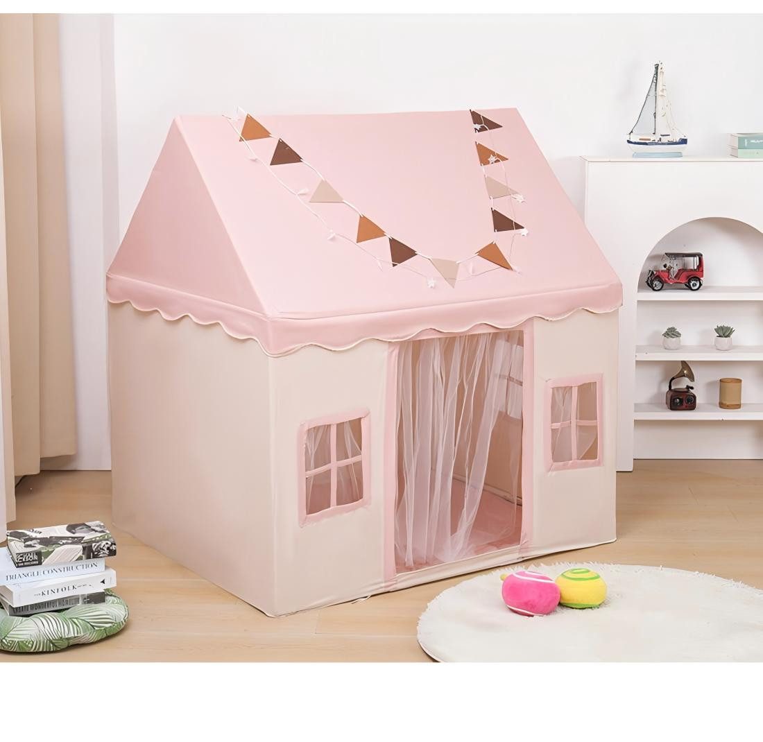 BlingBin Spielzelt Kinder Spielzelt Haus Indoor Spielhaus aus Polyester in Kaki (1-tlg., mit Vorhangtür & 3 Fenstern, stabiles und leicht montierbares) Ideal zum Lesen, Spielen und als Geschenk für 3–13 Jahre
