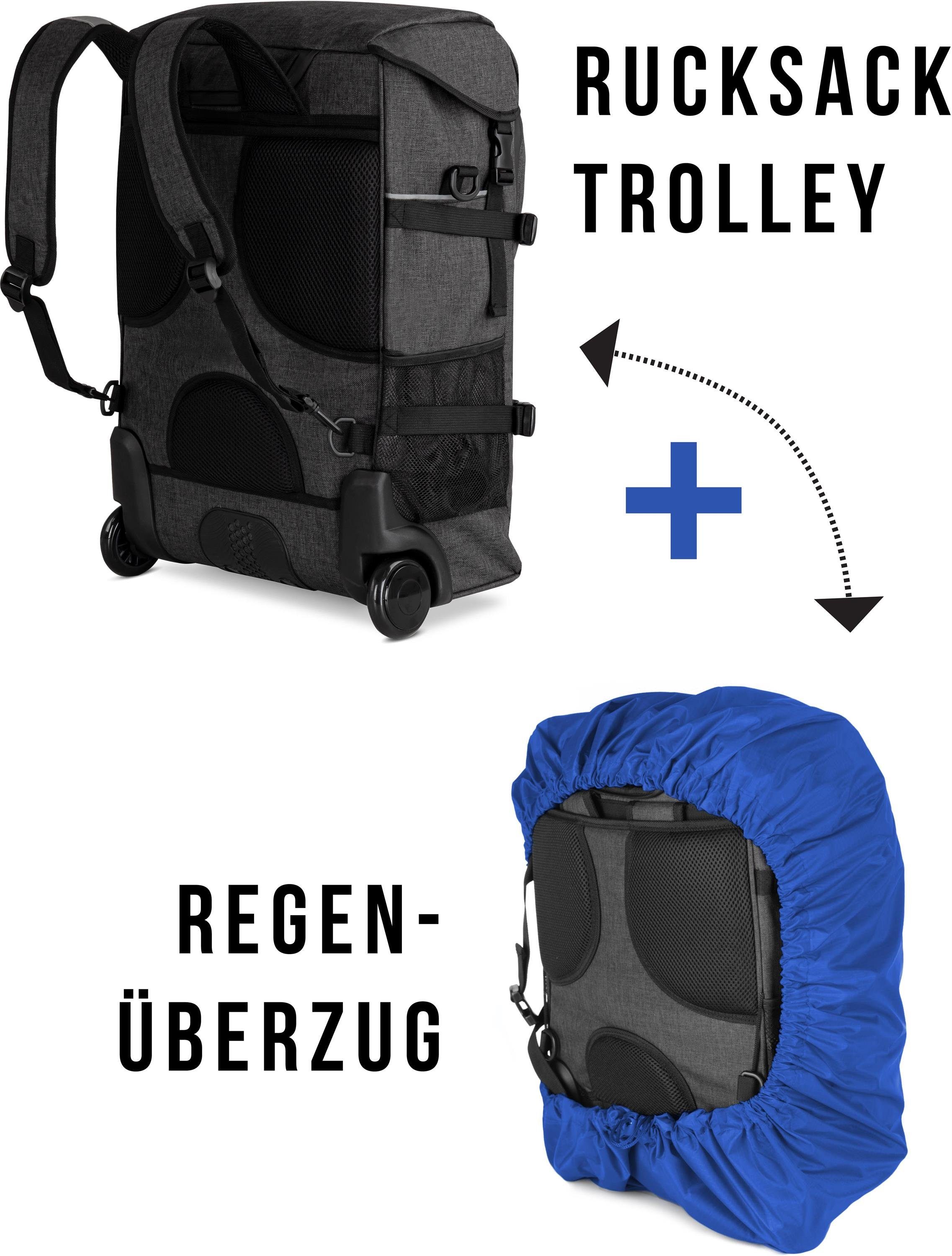 normani Reisetasche Rucksack mit Trolleyfunktion 37 L und Regenüberzug, Reisetasche 3-in-1 in Handgepäckgröße