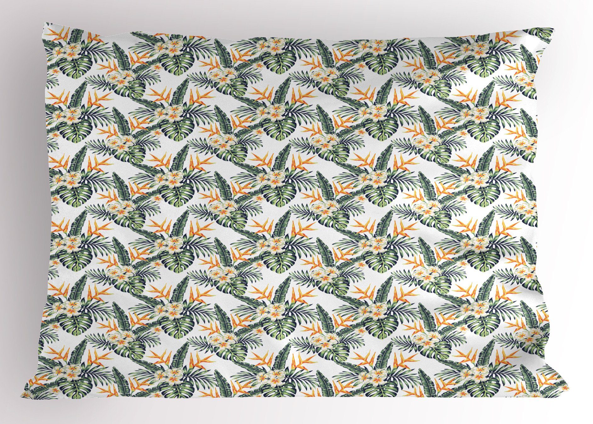 Kissenbezüge Dekorativer Standard King Size Gedruckter Kissenbezug, Abakuhaus (1 Stück), Hibiskus Exotische Blätter und Blumen
