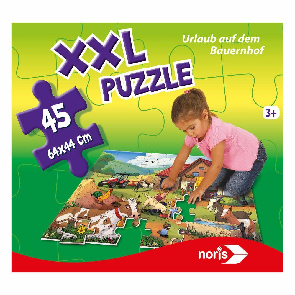Noris Puzzle XXL Urlaub auf dem Bauernhof 45 Teile ab 3 Jahren, 45 Puzzleteile