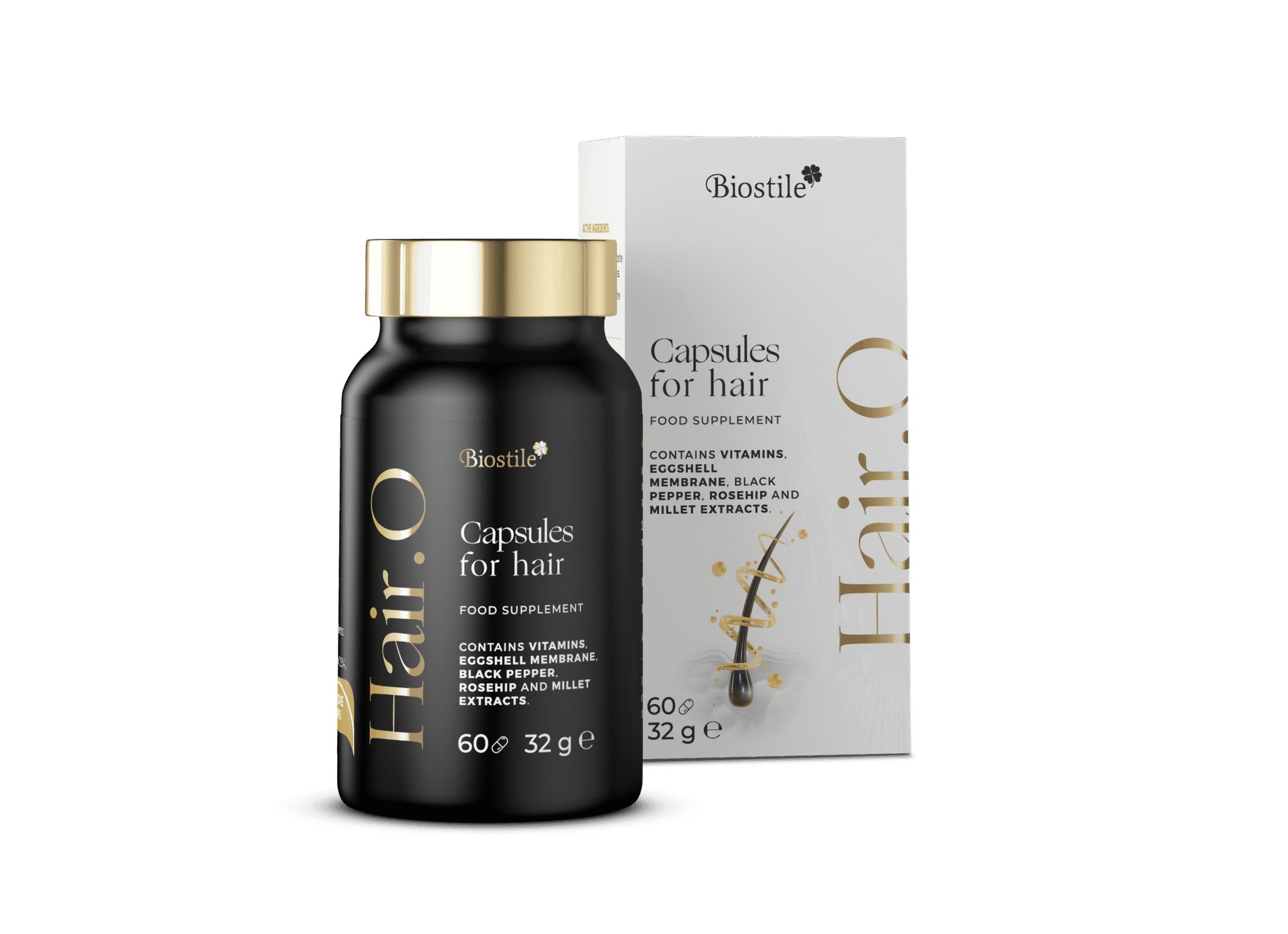 Biostile Hair.O Komplex für Haare mit Biotin & Zink - Kapseln, 32 g, 9 Inhaltsstoffe für Haare, Kopfhaut & Pflege von innen, 60 Kapseln