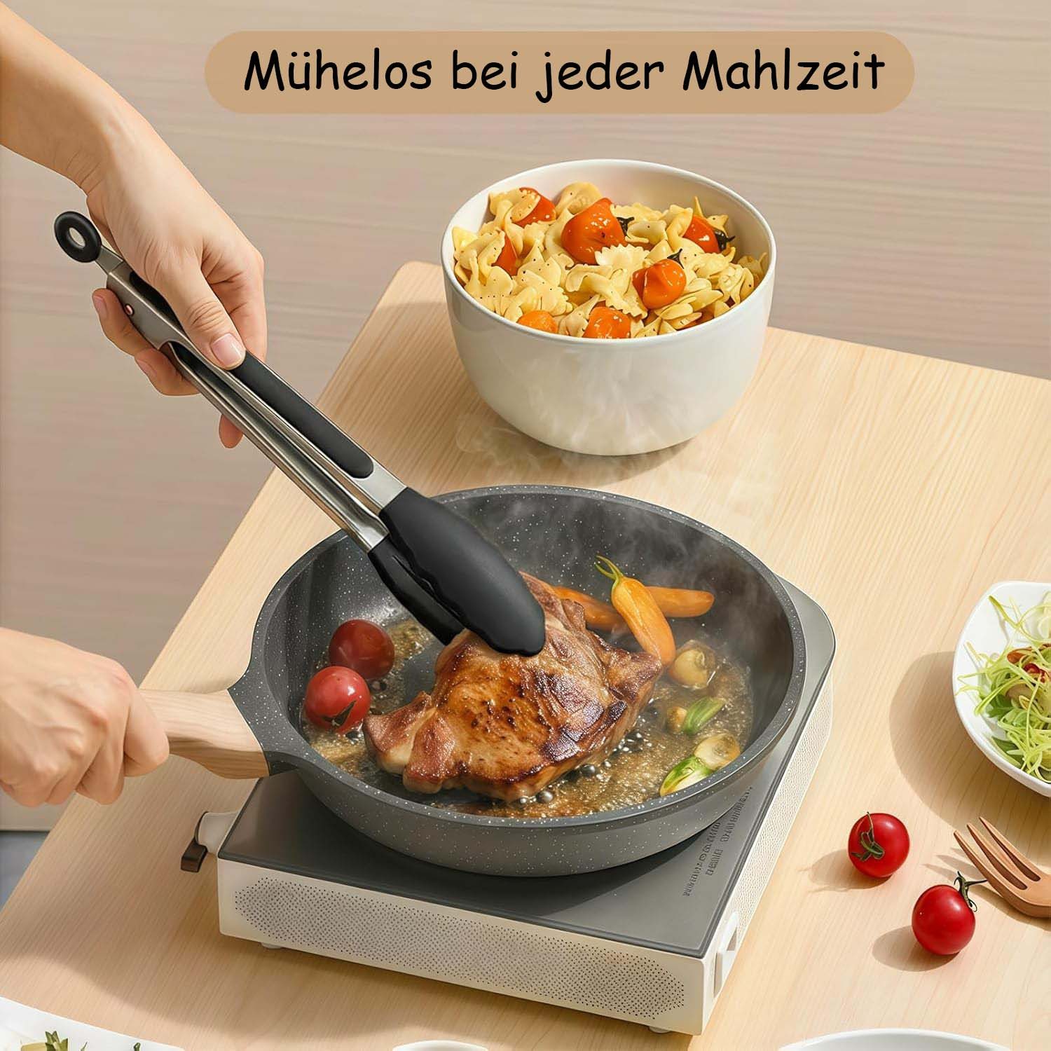Agger Kochbesteck-Set Küchenhelfer Set 33tlg Silikon Kochbesteck Holzgriff Küchenutensilien (33-tlg) – Bild 5 von 5