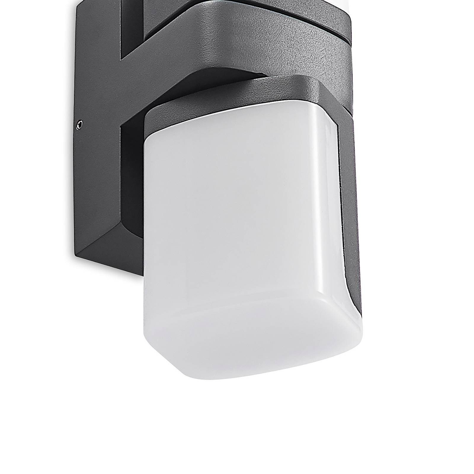 Lindby LED Außen-Wandleuchte (RAL fest dunkelgrau warmweiß, LED-Leuchtmittel weiß, Jasiah, flammig Modern, 7016), 2 Kunststoff, Aluminium, verbaut