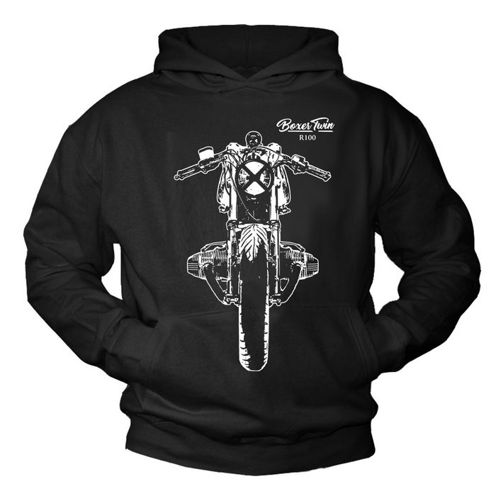 MAKAYA Kapuzenpullover Herren Vintage Motorrad Motiv Print Sweatshirt Pulli Biker Bekleidung