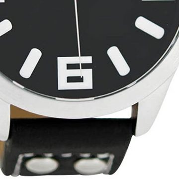 OOZOO Quarzuhr Oozoo Damen Armbanduhr Timepieces C1054, (Analoguhr), Damenuhr rund, extra groß (ca. 46mm) Lederarmband, Fashion-Style