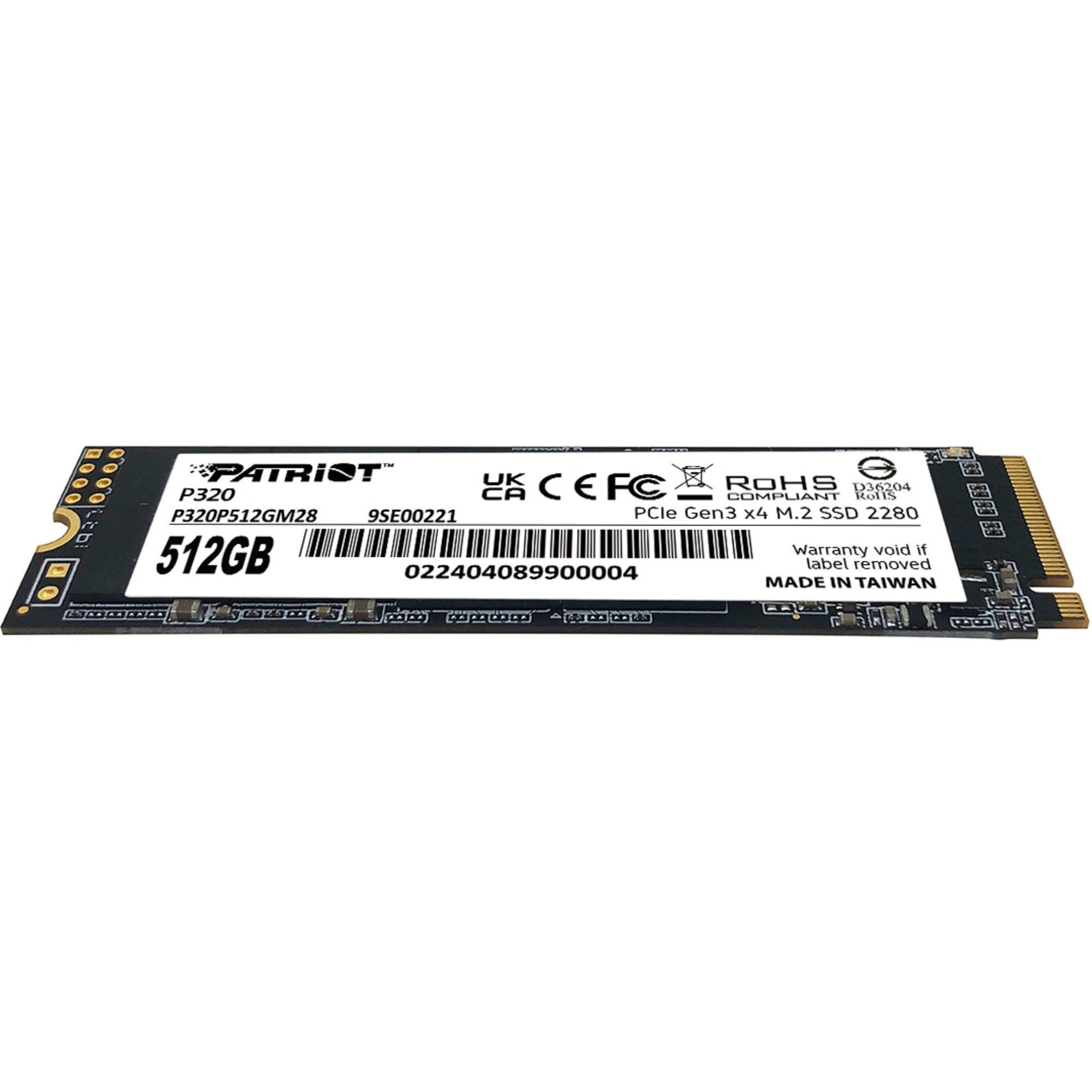 Patriot Patriot P320 512 GB, SSD, (PCIe 3.0 x4, NVMe 1.3, SSD-Festplatte (512 GB) 2.5"