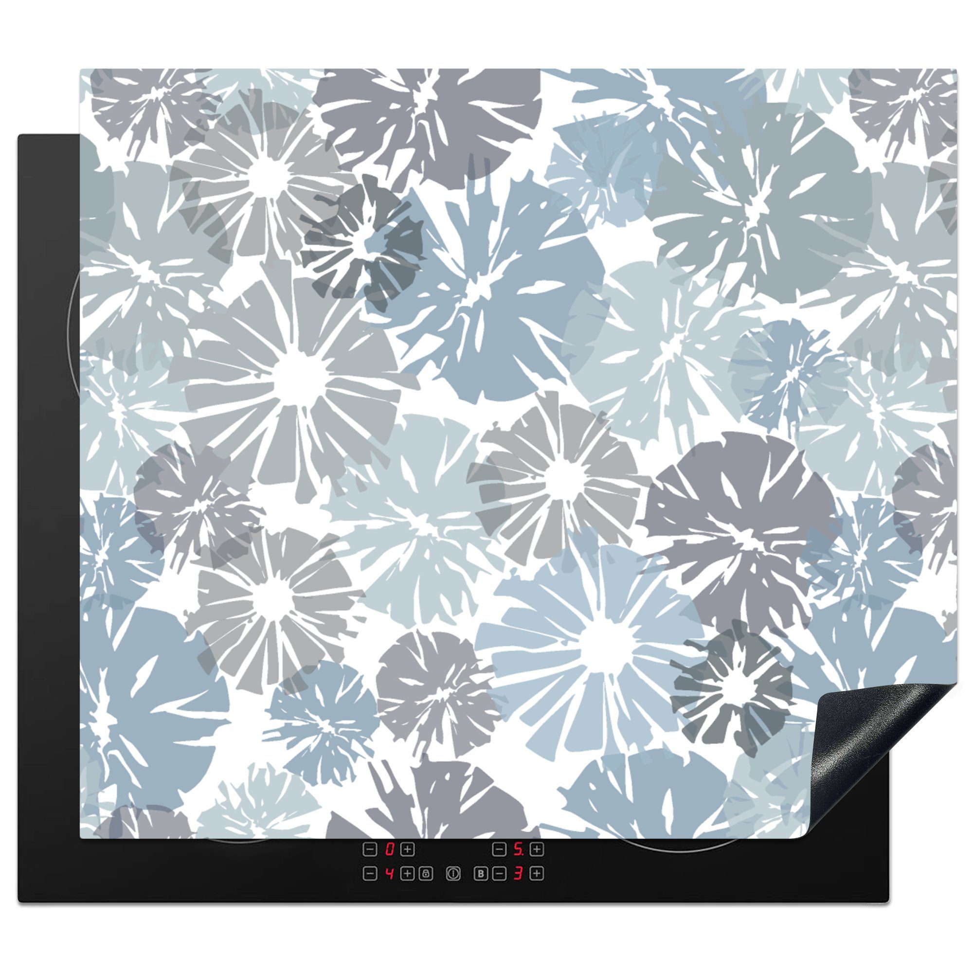 MuchoWow Herdblende-/Abdeckplatte Abstrakt Vinyl, 59x52 - Induktionsmatte (1 Blumen die Ceranfeldabdeckung tlg), - Muster, cm, für küche