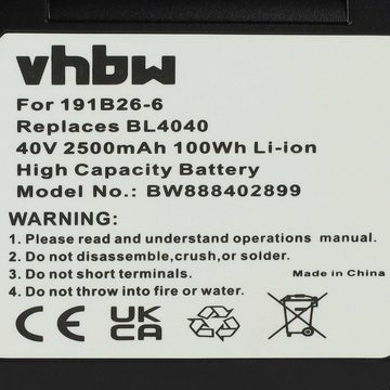 vhbw kompatibel mit Makita W001G Akku Li-Ion 2500 mAh (40 V)