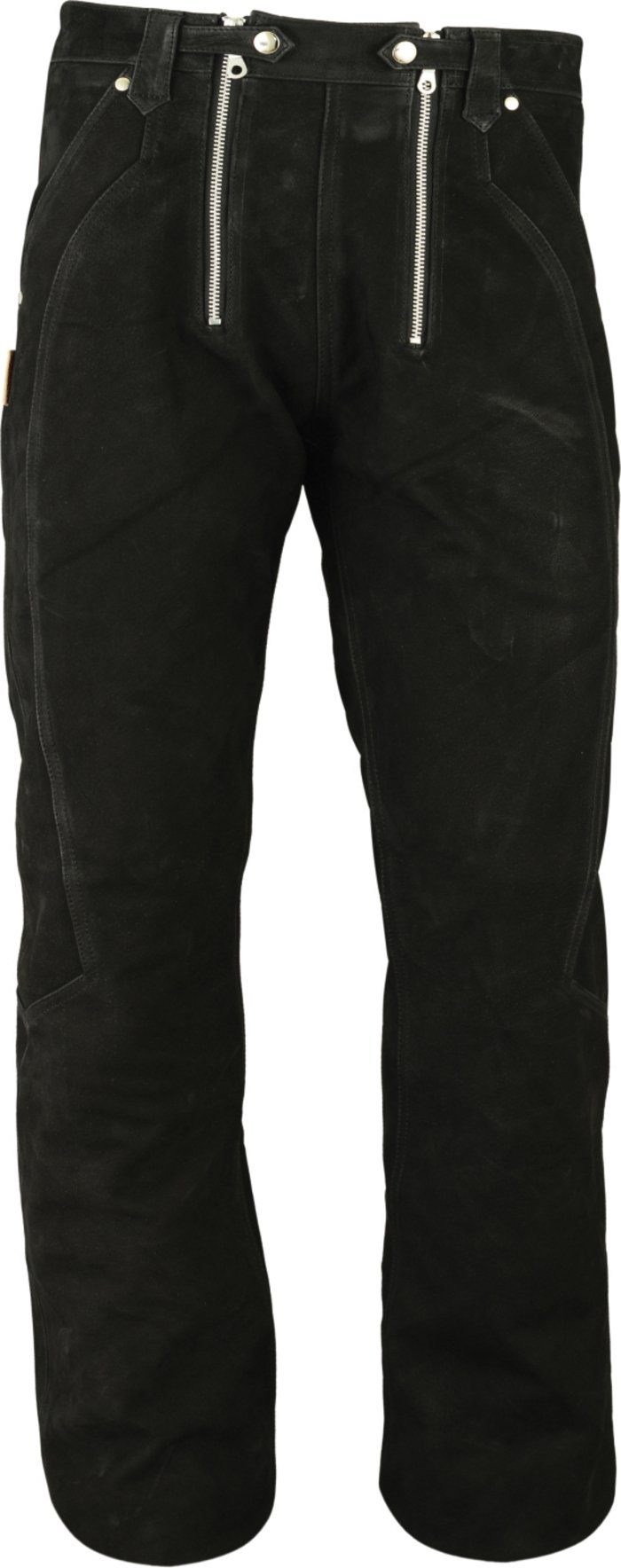 Fuente Leather Wears Lederhose Zimmermannshose Lederjeans lang Herren -Schwarz