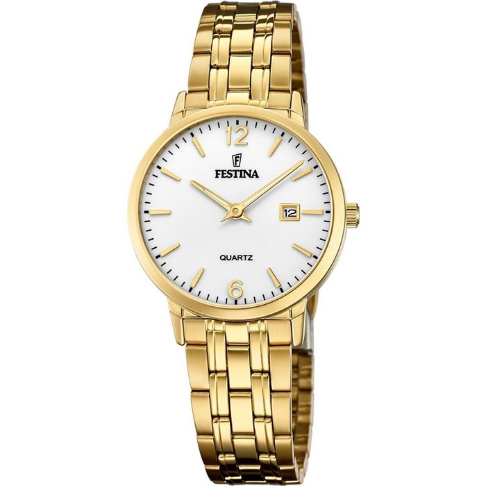 Festina Quarzuhr Festina Elegant Damen Uhr F20514/2 Stahl (Armbanduhr) Damen Armbanduhr rund Edelstahlarmband gold Elegant