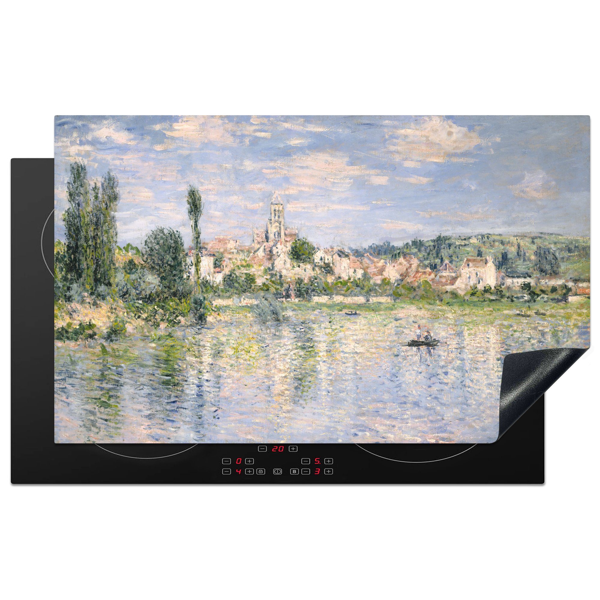 MuchoWow Herdblende-/Abdeckplatte Sommer Gemälde Vetheuil 83x51 (1 Vinyl, von Claude Monet, küche im für tlg), cm, Arbeitsplatte Ceranfeldabdeckung, 