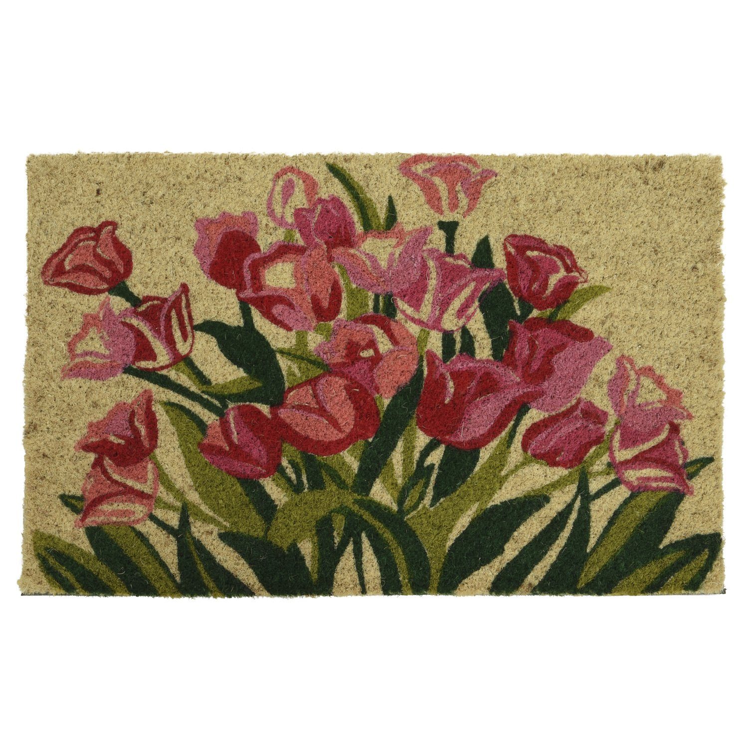 MARELIDA Fußmatte Tulpen Blumen Schmutzfangmatte Kokosfaser Türmatte Kokosmatte outdoor, Höhe: 1.5 mm