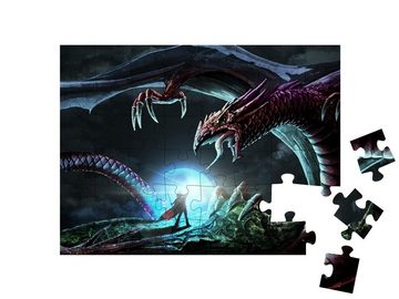 puzzleYOU Puzzle Kampf zwischen mächtigem Zauberer und Drachen, 48 Puzzleteile, puzzleYOU-Kollektionen Drache, Fantasy, Tiere aus Fantasy & Urzeit