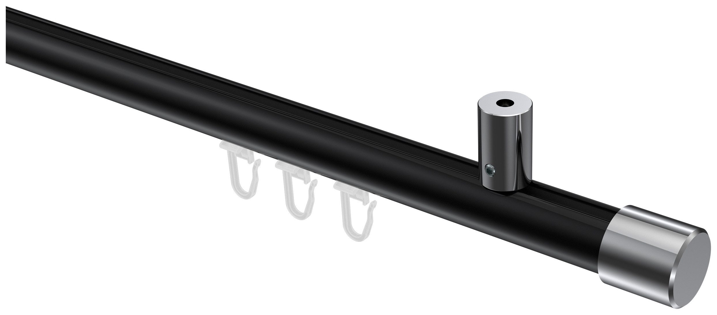 INTERDECO Innenlaufschiene Sonius Santo, Ø 20 mm, 1-läufig, Fixmaß, kürzbar, Deckenmontage, Aluminium, Schwarz / Chrom / Bicolor