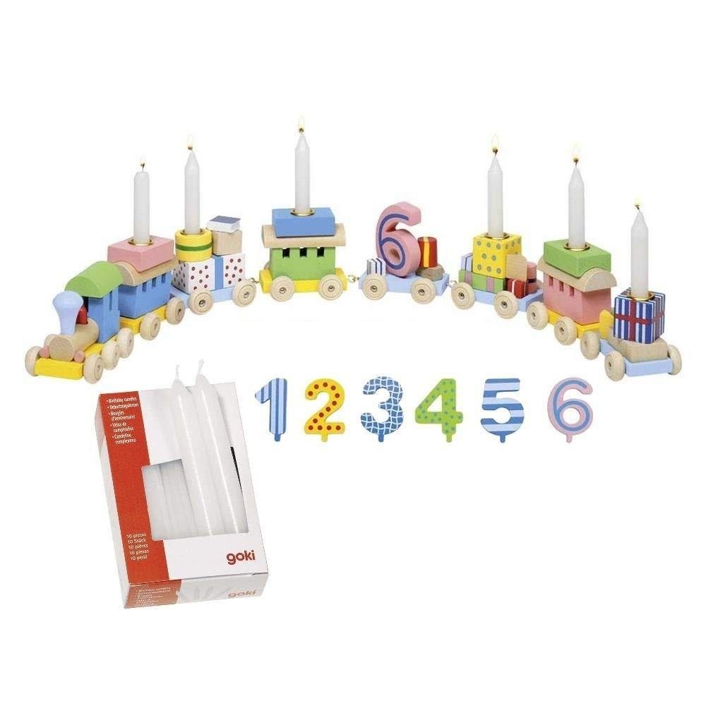 goki Kerzenständer Geburtstagszug mit Kerzen Weiß, Kindergeburtstag Holz Za günstig online kaufen