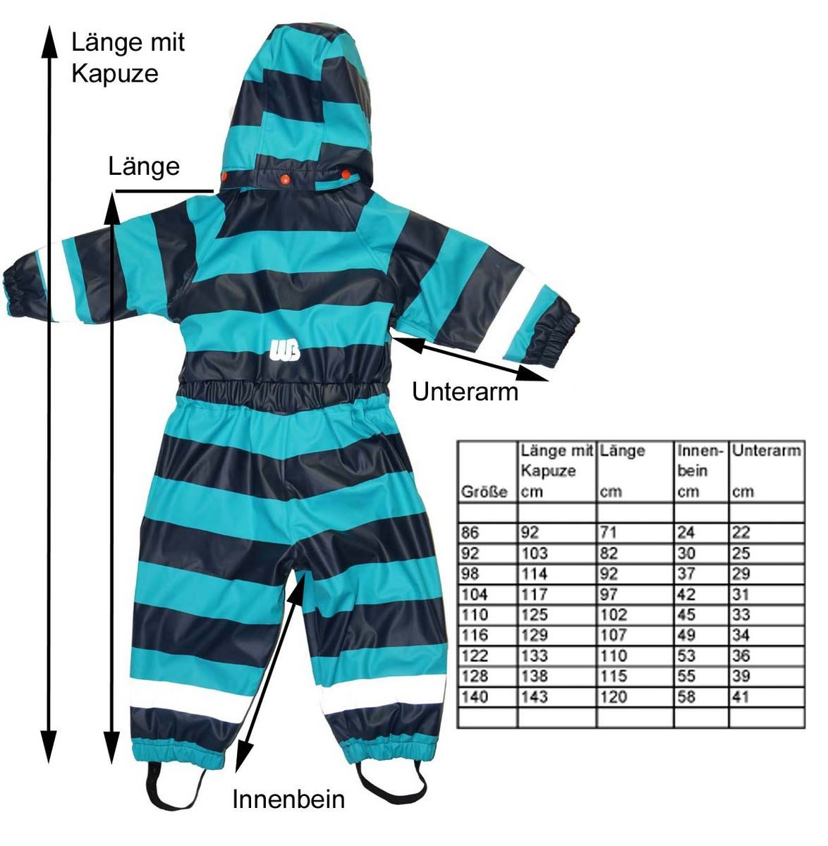 Maylynn Schneeoverall Schneeanzug Regenanzug Regenoverall für Kinder gestreift