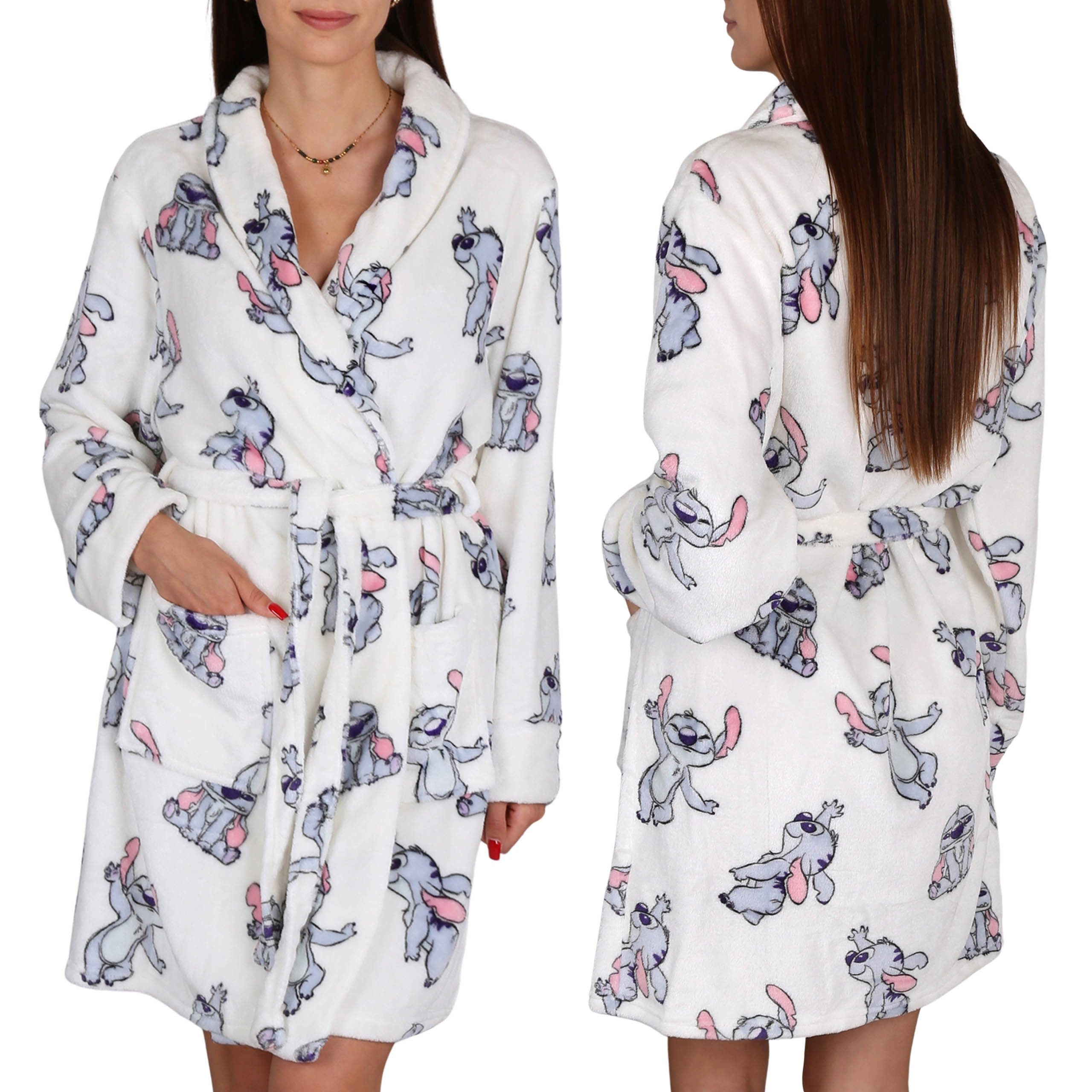 Sarcia.eu Damenbademantel DISNEY Stitch Damen Bademantel, weiß, mit Gürtel günstig online kaufen