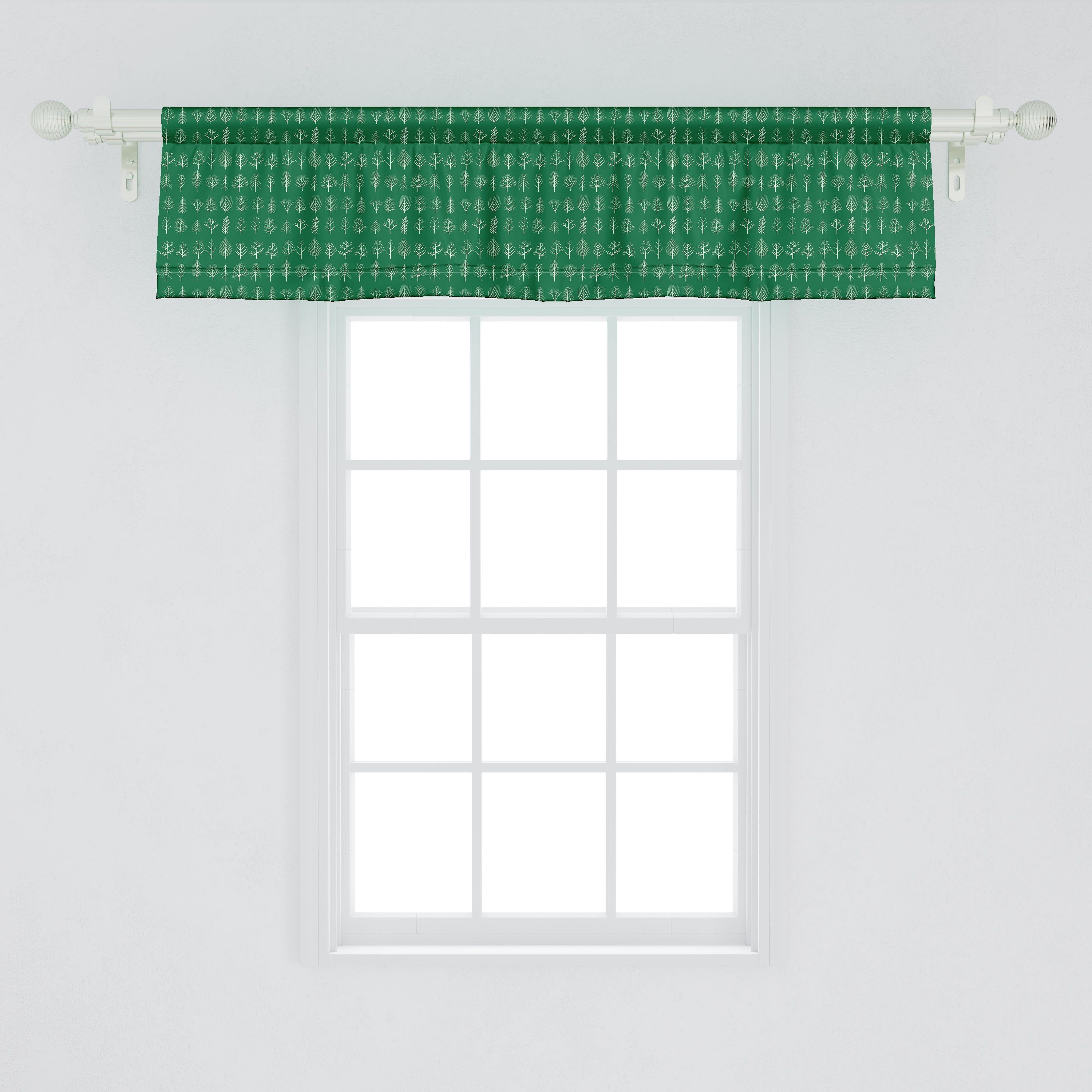 Scheibengardine Vorhang Volant für Schlafzimmer Dekor Wald Kunst Küche Bäume Microfaser, Abakuhaus, Doodle Monochrom mit Stangentasche