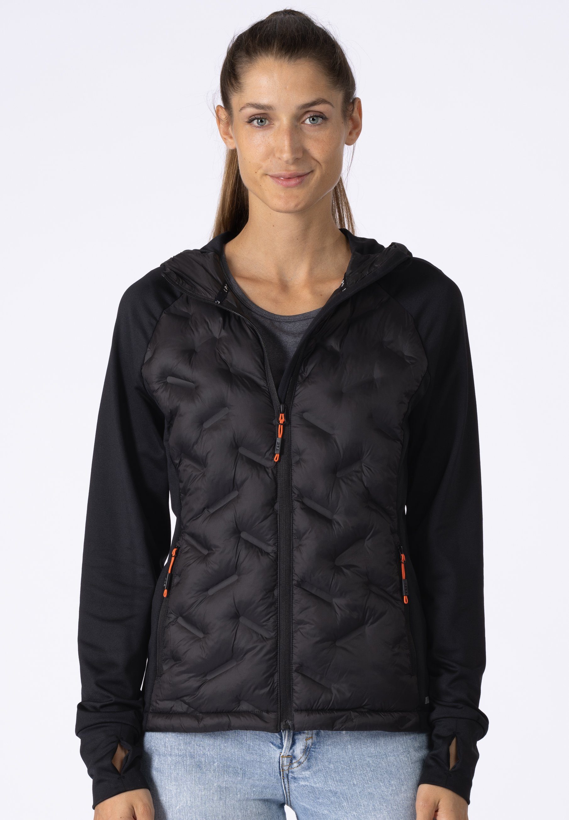 CS Funktionsjacke, DEPROC Women mit Hybridjacke, Sportjacke Kapuze Steppjacke black Active VIONA