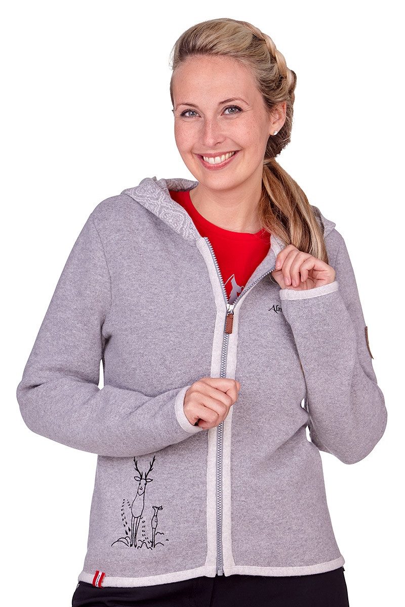 Almgwand Trachtenstrickjacke Strickjacke Damen - EPZIRLERALM - hellgrau/beige