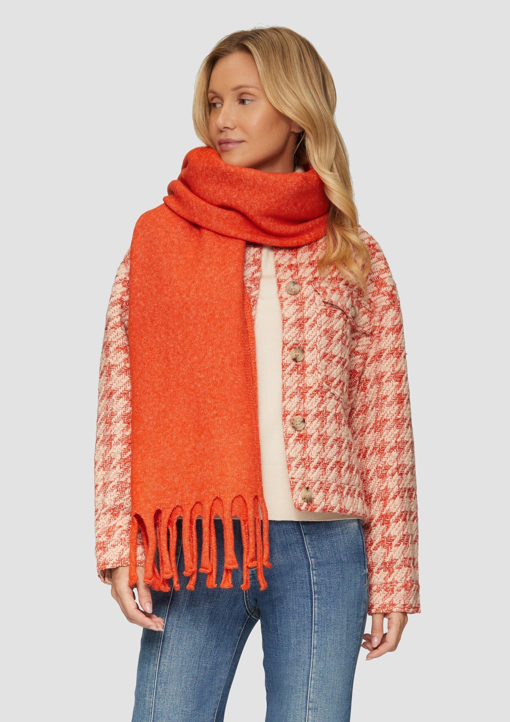 s.Oliver Schal Tuch, Gestrickter Schal mit Fransen günstig online kaufen