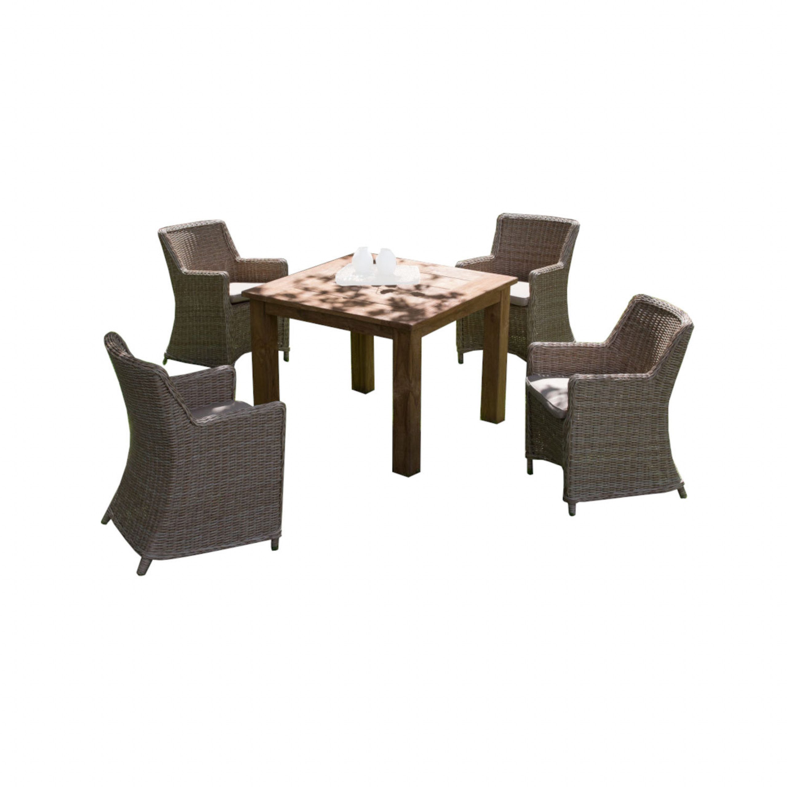 Inko Sitzgruppe Inko 5-teilige Sitzgruppe Mino und Abacus Rattanoptik natur/Teakholz