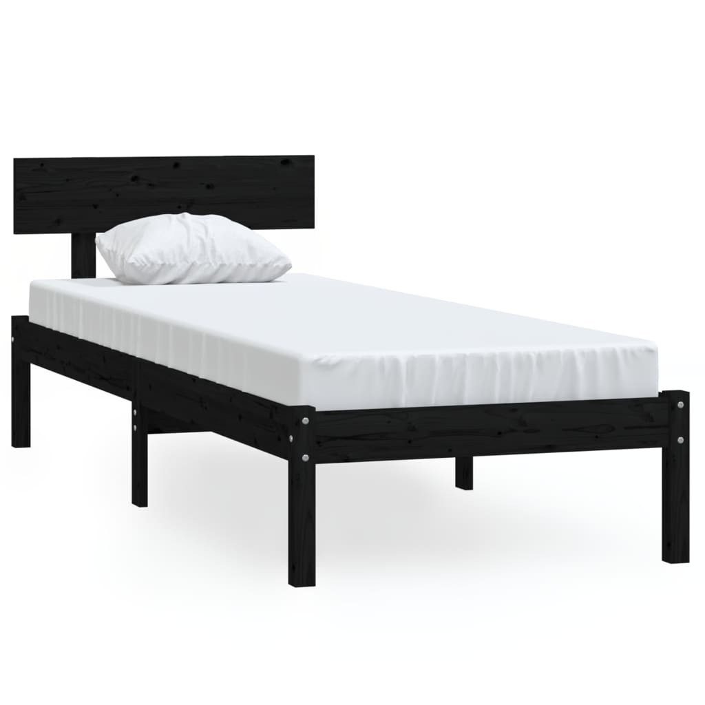 vidaXL Bett Massivholzbett Schwarz Kiefer 90x190 günstig online kaufen