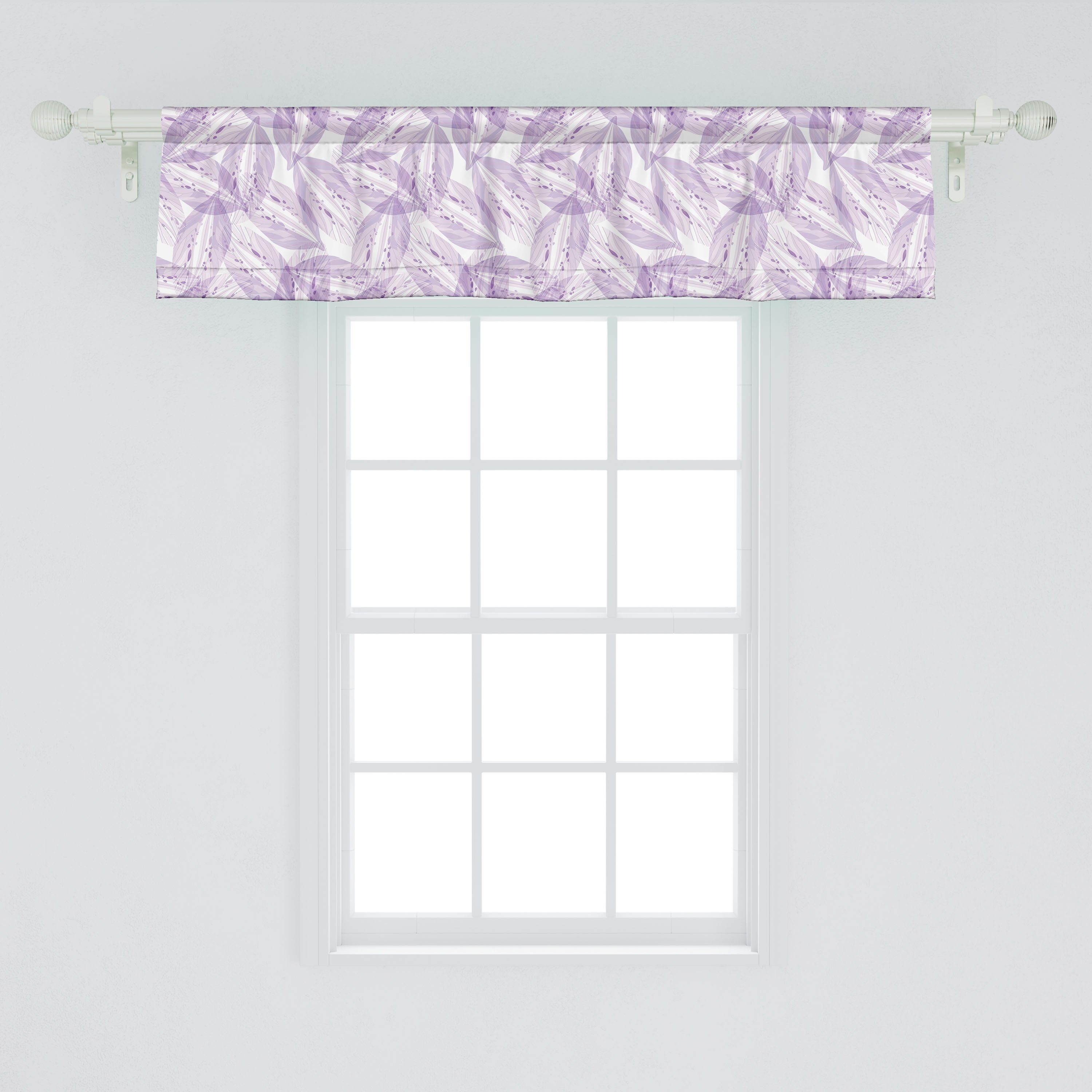 Pastell Leafage Dekor Stangentasche, Microfaser, Küche Monochrome für Volant Vorhang Lilac Abakuhaus, Scheibengardine mit Schlafzimmer