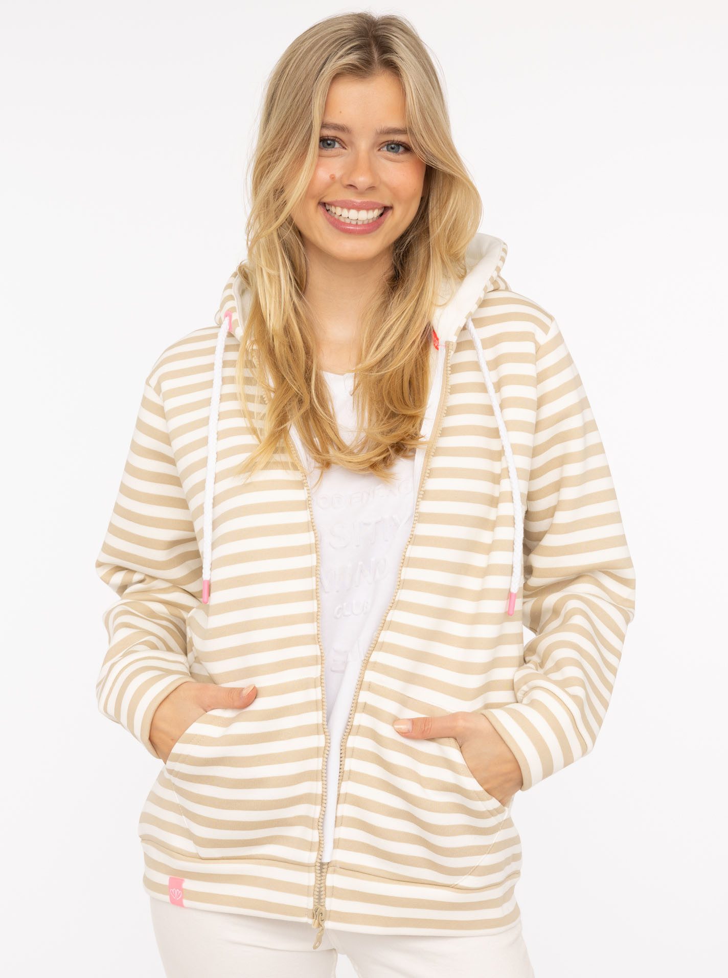 Zwillingsherz Kapuzensweatjacke Streifen, Kapuze, Reißverschluss, modisch, günstig online kaufen