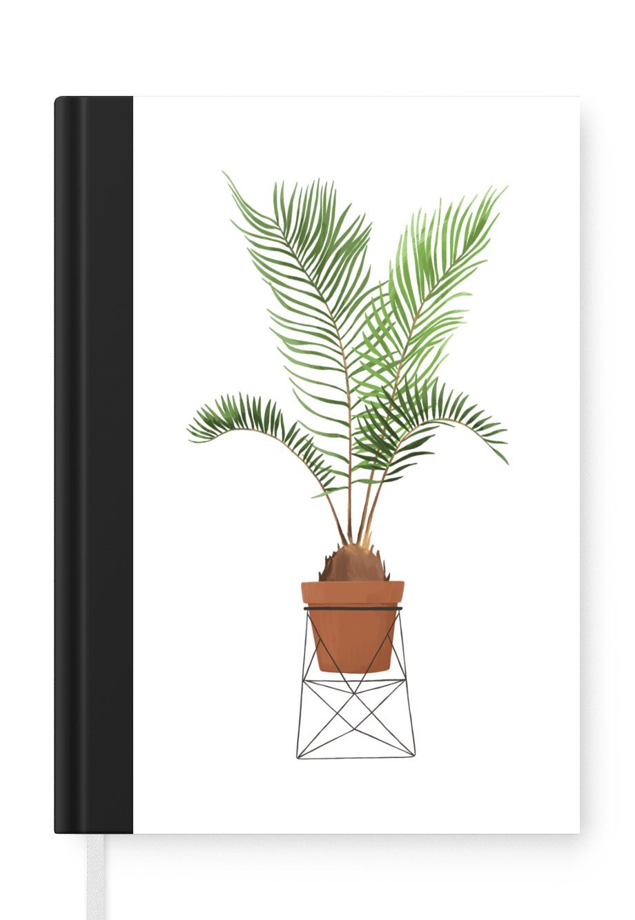 MuchoWow Notizbuch Pflanzen - Palme - Blumentopf, Journal, Merkzettel, Tagebuch, Notizheft, A5, 98 Seiten, Haushaltsbuch